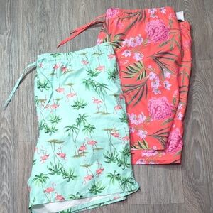 🌟NWT Flamingo and Floral Print Swim Shorts
